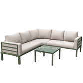 Set mobilier de grădină 4-5 locuri, 1 măsuță de cafea din sticlă securizată, perne și saltele confortabile, Bej
