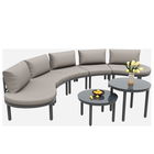 Set mobilier de grădină 5 locuri, 2 mese de cafea din sticlă securizată, perne și saltele confortabile, Gri