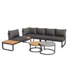 Set de mobilier de grădină pentru 4-5 locuri, 2 mese de cafea integrate, perne de șezut și perne confortabile, Gri