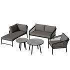 Set de lounge pentru grădină, Set de canapea modern pentru exterior cu frânghie țesută manual, Include perne de șezut și spate, Gri