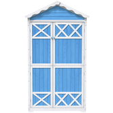 Depozit pentru mobilier de grădină din lemn pentru exterior, design rezistent la intemperii cu întărituri stabile în formă de X, 93x45x179 cm, Albastru