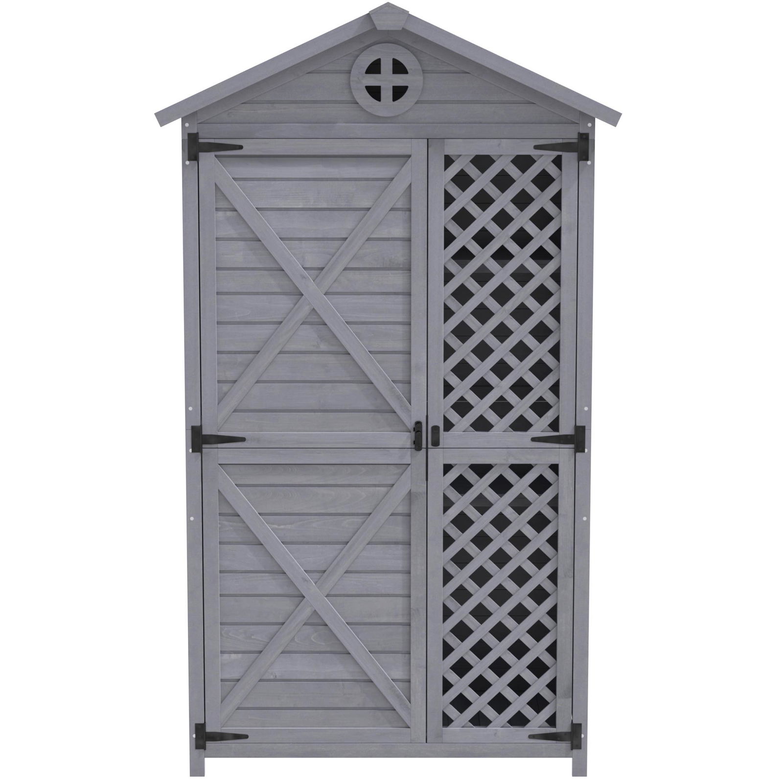 Depozit de mobilier de grădină din lemn pentru exterior, magazie de unelte rezistentă la intemperii, cu mult spațiu de depozitare și construcție din lemn stabilă, 90×56,5×175,3 cm, Gri