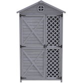 Depozit de mobilier de grădină din lemn pentru exterior, magazie de unelte rezistentă la intemperii, cu mult spațiu de depozitare și construcție din lemn stabilă, 90×56,5×175,3 cm, Gri