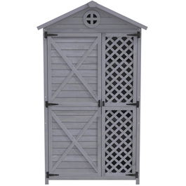 Depozit de mobilier de grădină din lemn pentru exterior, magazie de unelte rezistentă la intemperii, cu mult spațiu de depozitare și construcție din lemn stabilă, 90×56,5×175,3 cm, Gri