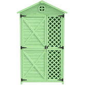 Depozit de mobilier de grădină din lemn pentru exterior, magazie de unelte rezistentă la intemperii, cu mult spațiu de depozitare și construcție din lemn stabilă, 90×56,5×175,3 cm, Verde