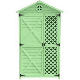 Depozit de mobilier de grădină din lemn pentru exterior, magazie de unelte rezistentă la intemperii, cu mult spațiu de depozitare și construcție din lemn stabilă, 90×56,5×175,3 cm, Verde