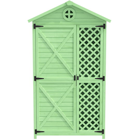 Depozit de mobilier de grădină din lemn pentru exterior, magazie de unelte rezistentă la intemperii, cu mult spațiu de depozitare și construcție din lemn stabilă, 90×56,5×175,3 cm, Verde