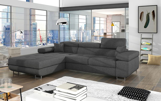 Coltar extensibil stanga 4 locuri ELTAP, Armd-81, Armando, 289x203x85 cm, lemn/poliester, gri inchis