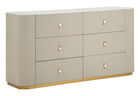 Comoda Beauty, Mauro Ferretti, 140x45x76 cm, lemn de pin/MDF/metal, crem/auriu