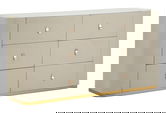 Comoda Beauty, Mauro Ferretti, 140x45x76 cm, lemn de pin/MDF/metal, crem/auriu