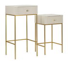 Set 2 masute inalte Wedding, Mauro Ferretti, 45x90 cm, lemn de pin/MDF/metal, crem/auriu