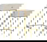 Set 2 masute inalte Wedding, Mauro Ferretti, 45x90 cm, lemn de pin/MDF/metal, crem/auriu