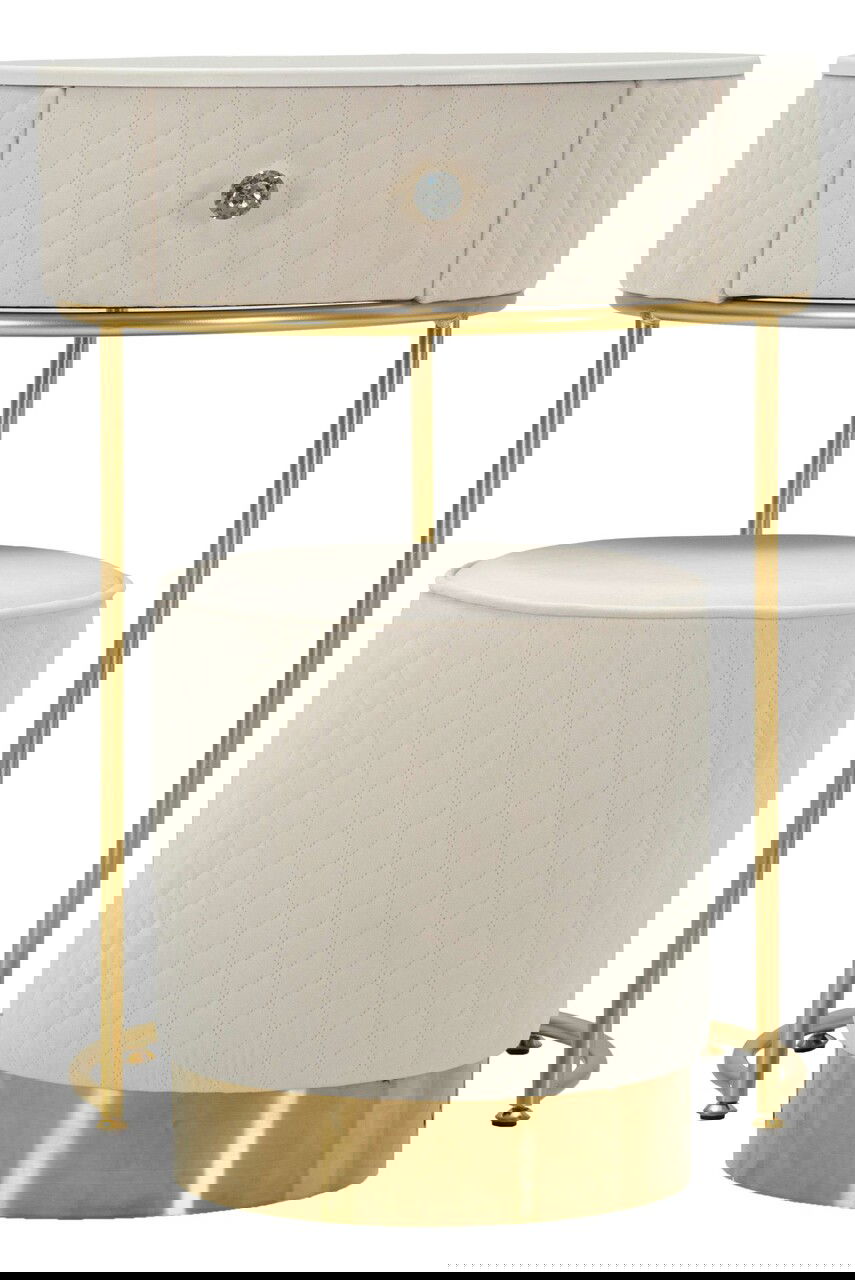 Masa de toaleta cu taburet / masuta dressing Vellit, Mauro Ferretti, 52x70 cm, lemn de pin/MDF/metal, crem