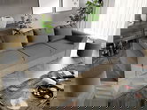 Canapea Extensibila Cali Catifea / Reiat Gri Deschis