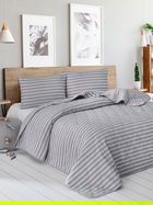 Cuvertura matlasata dubla, Water Yollu Saten - Light Grey, EnLora Home, 70% bumbac / 30% poliester