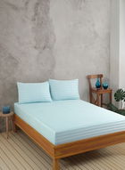 Set de pat dublu (cearceaf cu elastic si perne) 3 piese, Water Yollu Saten - Mint, EnLora Home, Bumbac;Poliester