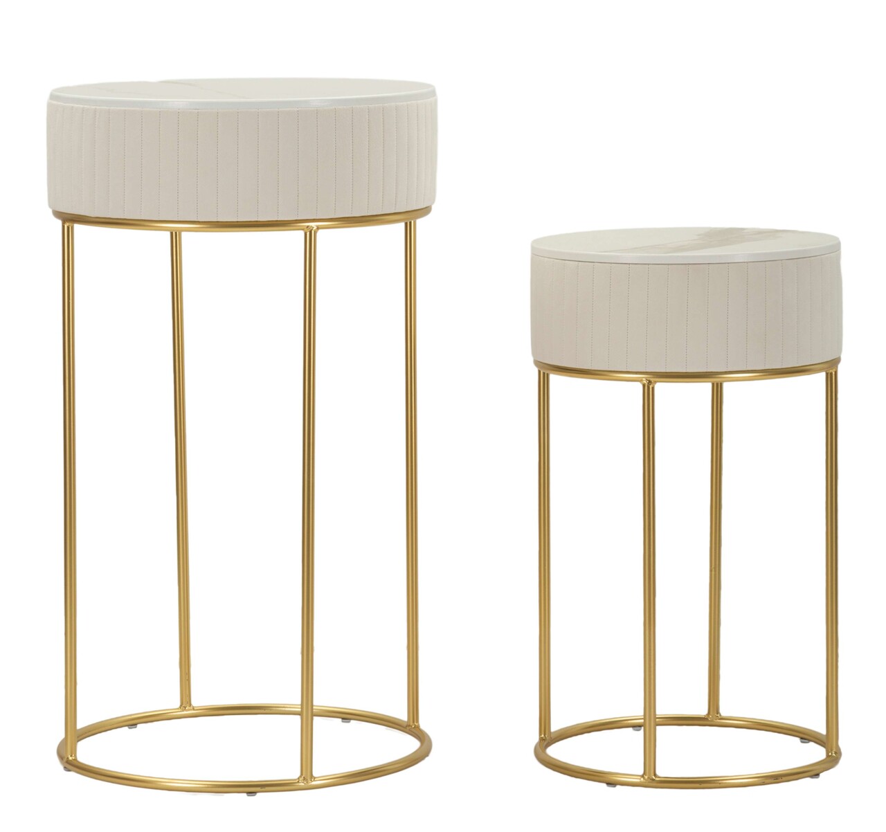 Set 2 masute inalte Wedding, Mauro Ferretti, 50x90 cm, 40x70 cm, lemn de pin/MDF/metal, crem/auriu