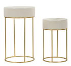 Set 2 masute inalte Wedding, Mauro Ferretti, 50x90 cm, 40x70 cm, lemn de pin/MDF/metal, crem/auriu