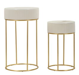 Set 2 masute inalte Wedding, Mauro Ferretti, 50x90 cm, 40x70 cm, lemn de pin/MDF/metal, crem/auriu