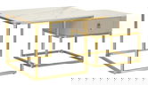 Set 2 masute de cafea Beauty, Mauro Ferretti, 70x70x48 cm, 50x50x43.5 cm, lemn de pin/MDF/metal, crem/auriu
