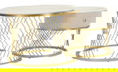 Set 2 masute de cafea Votix, Mauro Ferretti, 70x48 cm, 50x43.5 cm, lemn de pin/MDF/metal, crem/auriu