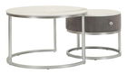 Set 2 masute de cafea Greys, Mauro Ferretti, 70x45 cm, 50x40 cm, lemn de pin/MDF/metal, gri/argintiu