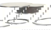 Set 2 masute de cafea Greys, Mauro Ferretti, 70x45 cm, 50x40 cm, lemn de pin/MDF/metal, gri/argintiu