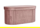 Taburet cu spatiu de depozitare Jocelyn, Bizzotto, 76x38x38 cm, MDF/catifea, roz antic