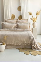 Set cuvertura de pat dubla 3 piese, Fiorella - Beige, Şaheser, Bumbac;Poliester