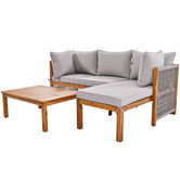 Set de scaune lounge de grădină din 3 piese, picioare ajustabile, 2 canapele de două locuri și 1 masă, Gri