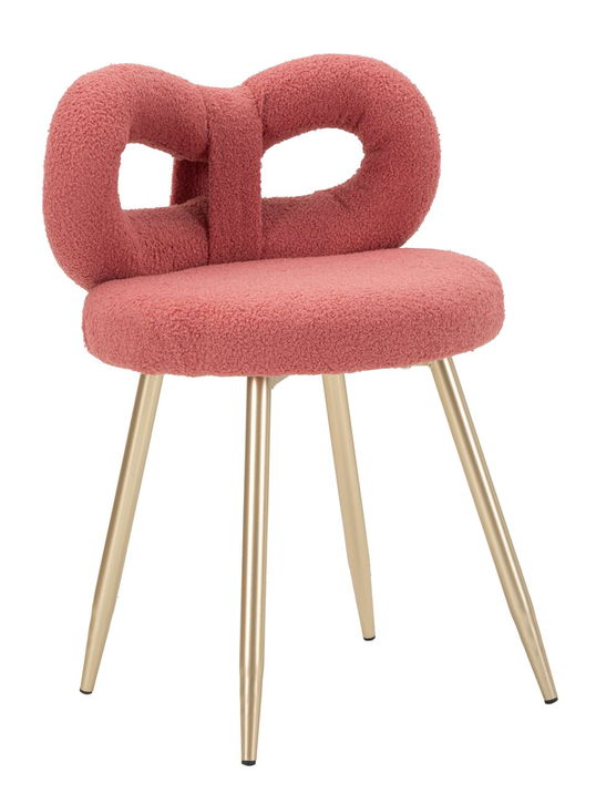Scaunel Ilary Mini, Mauro Ferretti, 40x40x67 cm, MDF/fier/poliester, roz/auriu