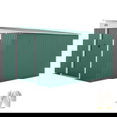 Outsunny Magazie de Gradina cu Ușa Glisantă si Orificii de Aerisire, din Oțel Galvanizat, 345x280,5x169-201cm, Negru | Aosom Romania