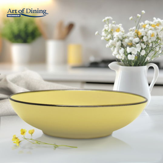 Set 6 farfurii adanci Medeea, Art of Dining by Heinner, 20 cm, ceramica, galben/negru