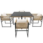 Set de masă de grădină 5 piese cu 1 masă de dining și 4 scaune stivuibile, Bej