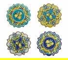 Set 4 suporturi de pahare, Citrus, Brandani, 10.5x10.5 cm, ceramica/pluta
