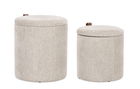 Set 2 taburete cu spatiu de depozitare Katia, Bizzotto, 34.5x36 cm/39x44 cm, MDF/poliester, gri deschis