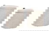 Set 2 taburete cu spatiu de depozitare Katia, Bizzotto, 34.5x36 cm/39x44 cm, MDF/poliester, gri deschis