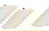 Set 2 taburete cu spatiu de depozitare Katia, Bizzotto, 34.5x36 cm/39x44 cm, MDF/poliester, natural