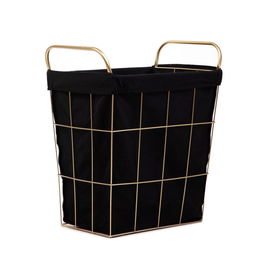 Cos de rufe Lorrey, Homla, 42x27x49 cm, metal/poliester, negru/auriu