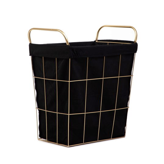 Cos de rufe Lorrey, Homla, 42x27x49 cm, metal/poliester, negru/auriu