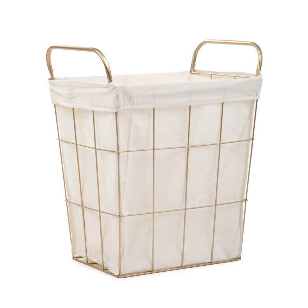 Cos de rufe Lorrey, Homla, 42x27x49 cm, metal/poliester, alb/auriu