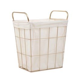 Cos de rufe Lorrey, Homla, 42x27x49 cm, metal/poliester, alb/auriu