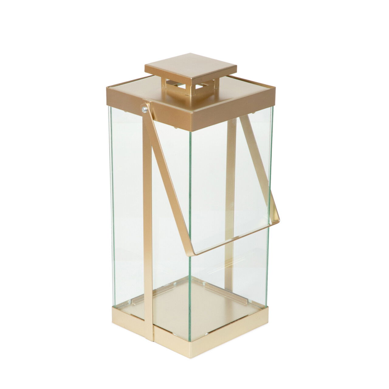 Felinar Brela, Homla, 15x15x36 cm, metal/sticla, auriu