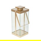 Felinar Brela, Homla, 15x15x36 cm, metal/sticla, auriu