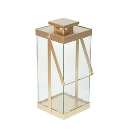 Felinar Brela, Homla, 15x15x36 cm, metal/sticla, auriu