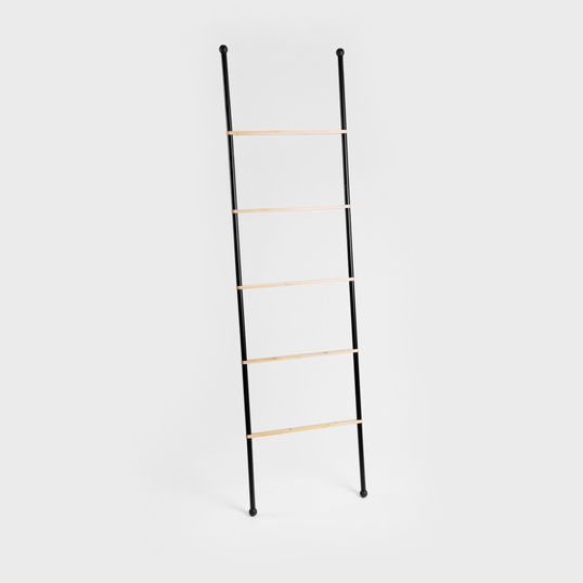 Suport pentru prosoape Taru, Homla, 45x2x159.5 cm, metal/lemn, negru/natur
