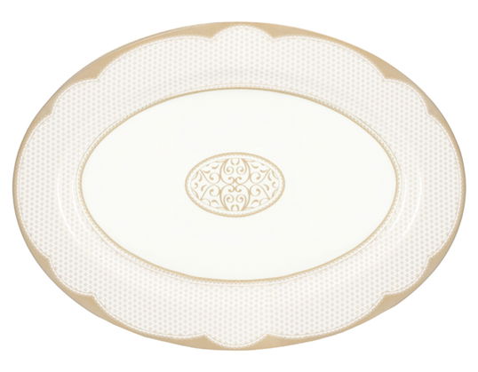Platou servire, Golden Eye Gold, Brandani, 35x25 cm, portelan New Bone China