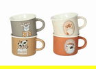 Set 4 cesti de cafea espresso, Cani E Gatti, Brandani, 8x5.5 cm, portelan New Bone China