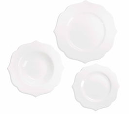 Serviciu de masa 18 piese, Queen, Brandani, portelan New Bone China, alb