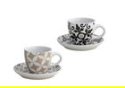 Set 2 cesti cu farfurie pentru cafea, Alhambra, Brandani, 10.5x6 cm, portelan